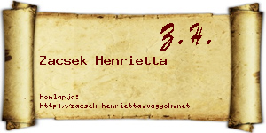 Zacsek Henrietta névjegykártya